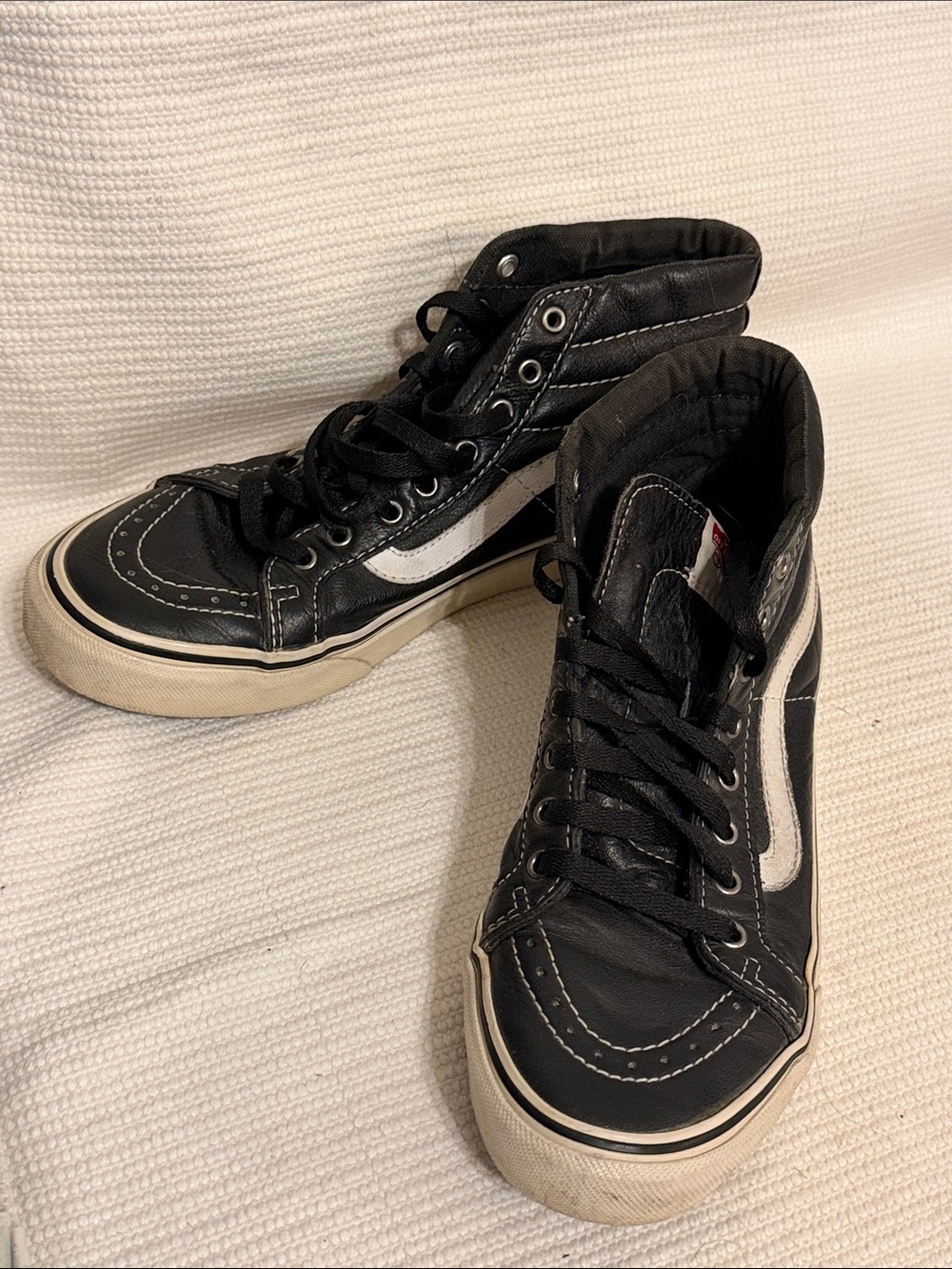 Vans leather Black and White High-Top Skate Sneakers